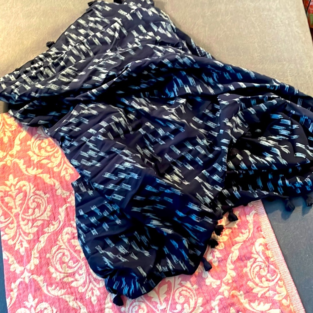 GORGEOUS NWOT JCrew boho ikat cotton pompon infinity scarf SO BEACHY 🍒